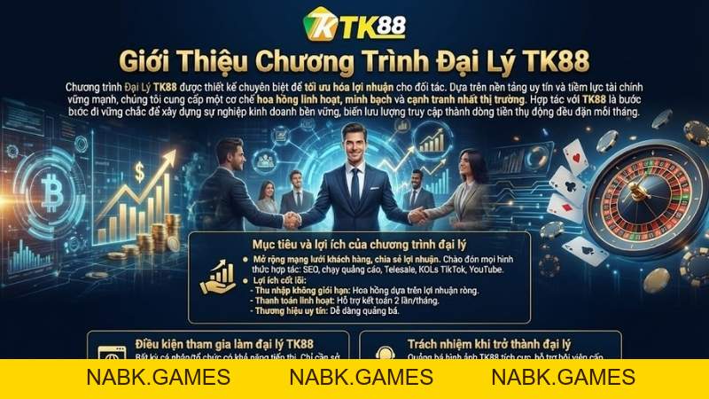 Chính Sách Đại Lý TK88 – Hoa Hồng Khủng 60% & Hỗ Trợ Toàn Diện - nabk.games