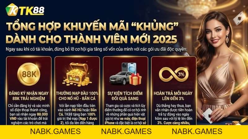 Đăng Ký TK88: Hướng Dẫn 3 Bước Nhận Ngay 88K & Thưởng Nạp 100% - nabk.games