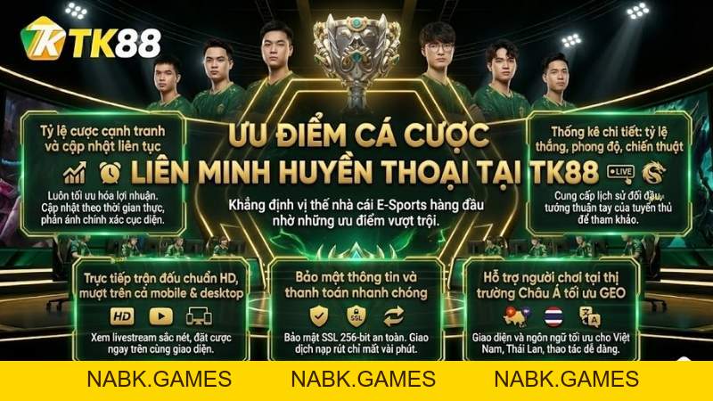 Cá Cược Liên Minh Huyền Thoại – Trải Nghiệm E-Sports Đỉnh Cao Tại TK88 - nabk.games